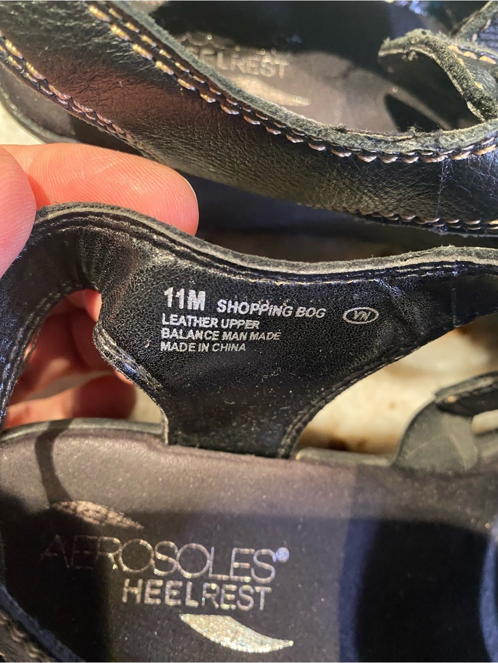 Aerosoles Bog Black Leather Slingback Wedge Sandals - Picture 5 of 6